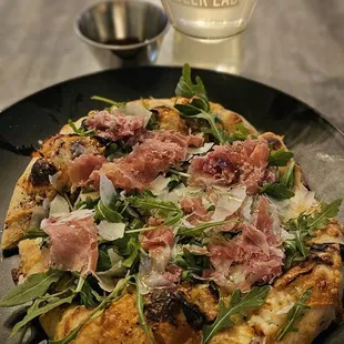 The Lulu pizza, side of hot honey &amp; 16oz Passionfruit Fruizz.