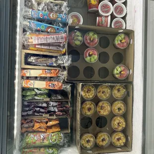 a refrigerator full of snacks