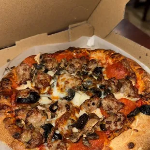 Mini pizza any toppings 13.00 dollars