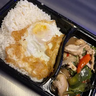 Spicy Kra Pao over Rice (Thai hot basil)