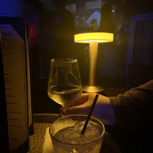 Smokey cocktail and a glass of Riesling
