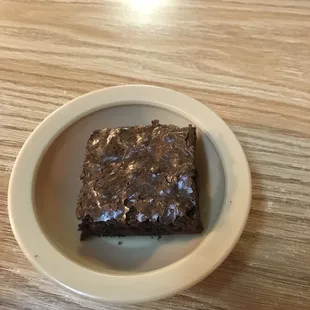 a chocolate brownie on a plate