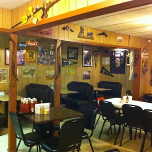 tables and chairs in a restaurant