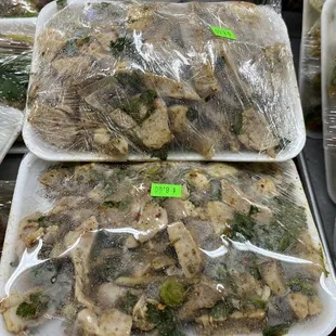 a variety of food wrapped in plastic