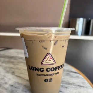 Cafe sua da - viet iced coffee.  Very strong and delicious