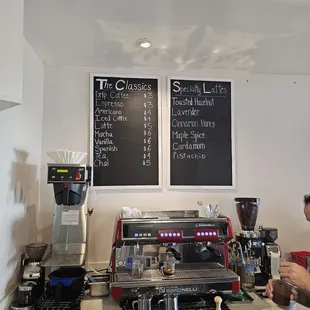 Coffee menu