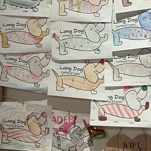 Weenie dog colorings on the wall
