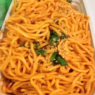 Sesame noodles extra garlic, yum.