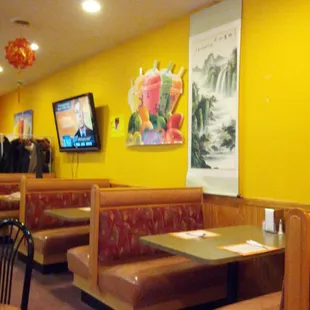 Decor is more casual.. And as you can see..TV in the background.