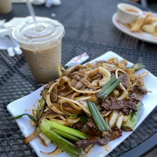 Long Hai chowfun + iced coffee