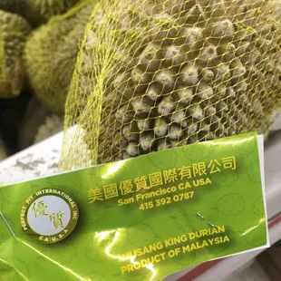 Frozen whole Malaysian musang king durian (perfect fit international brand)