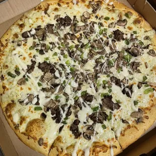 Phil steak pizza.