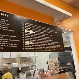 a menu on the wall
