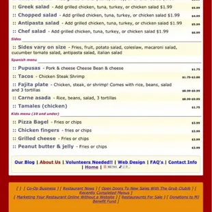 menu