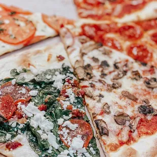 four slices of pizza