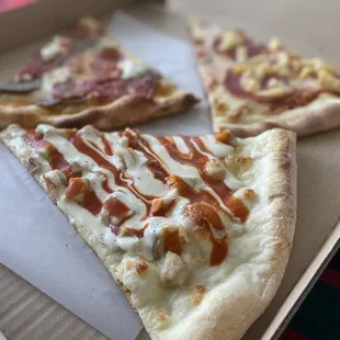 three slices of pizza