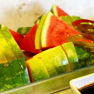 sliced watermelon and cucumber