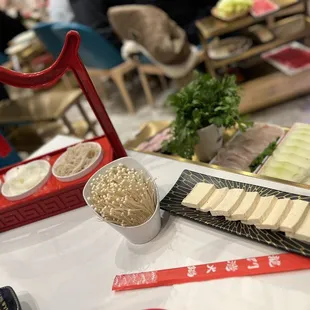 a variety of food on a table