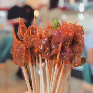 meat skewers on a stick