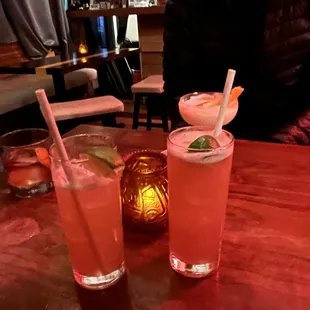 two cocktails on a table