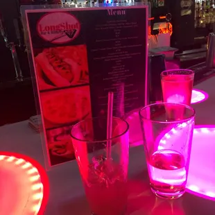 a menu and glasses