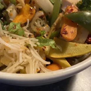 Stir-fries vegetable noodle bowl.  Surprisingly delicious!