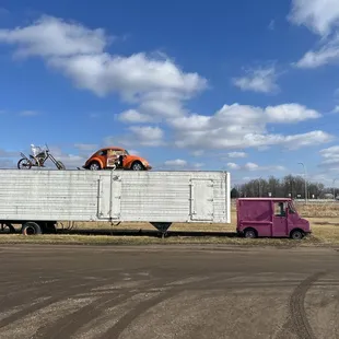 a truck with a bike on top
