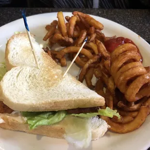BLT (1/2) with curly fries. (The other half was being devoured)
