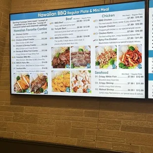 a restaurant menu displayed on the wall