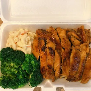 a meal in a styrofoam container