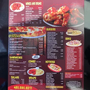 a menu for a pizza restaurant