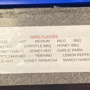 Wing flavors