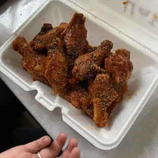 12 wings lemon pepper with hot sauce