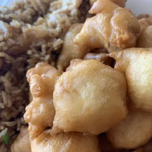 Sweet &amp; sour chicken with combination fried rice