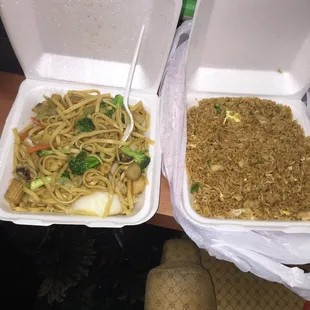 Quart size "Delivery" of Veggie Lo Mein &amp; Chicken Fried Rice.