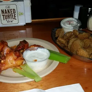 Wings and fried pickles!