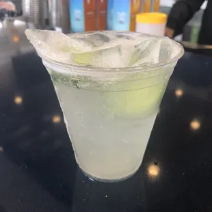 a drink in a plastic cup