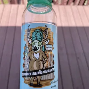 Cucumber jalapeño margarita $5, already drank! Nice label