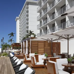 Outdoor seating, private cabanas, views of Waikiki