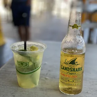Pineapple Mojito and Landshark beer