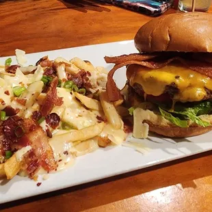 a burger and fries