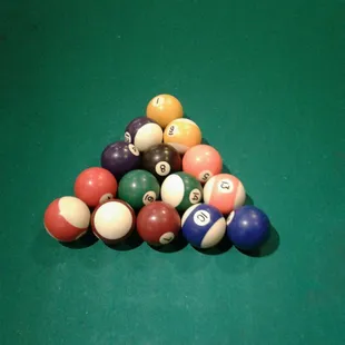 a pile of pool balls