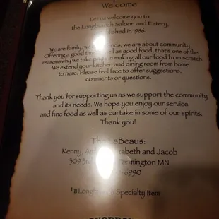 menu