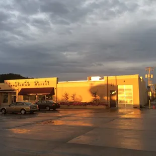 cars parked in front of the building