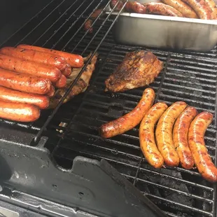 The Saturday grill action.