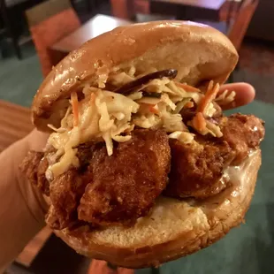 Chicken tender sammy with coleslaw -- good stuff!