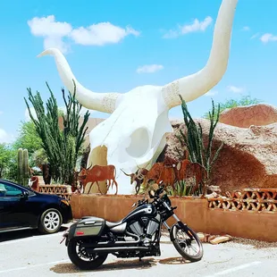 a motorcycle parked in a parking lot