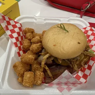 Burger and tots