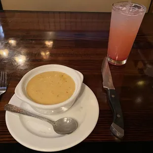 Chowder with corn, shrimp &amp; crab.