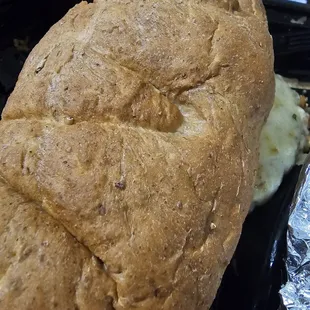 Wheat bread/roll was large and tasted ok.